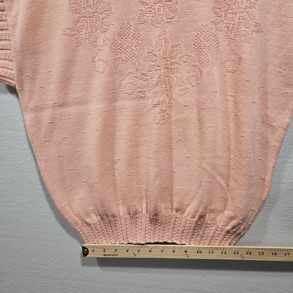 Vintage Adele Knitwear Salmon Pink Floral Pullover Vest Sweater Small Medium USA - Picture 7 of 8